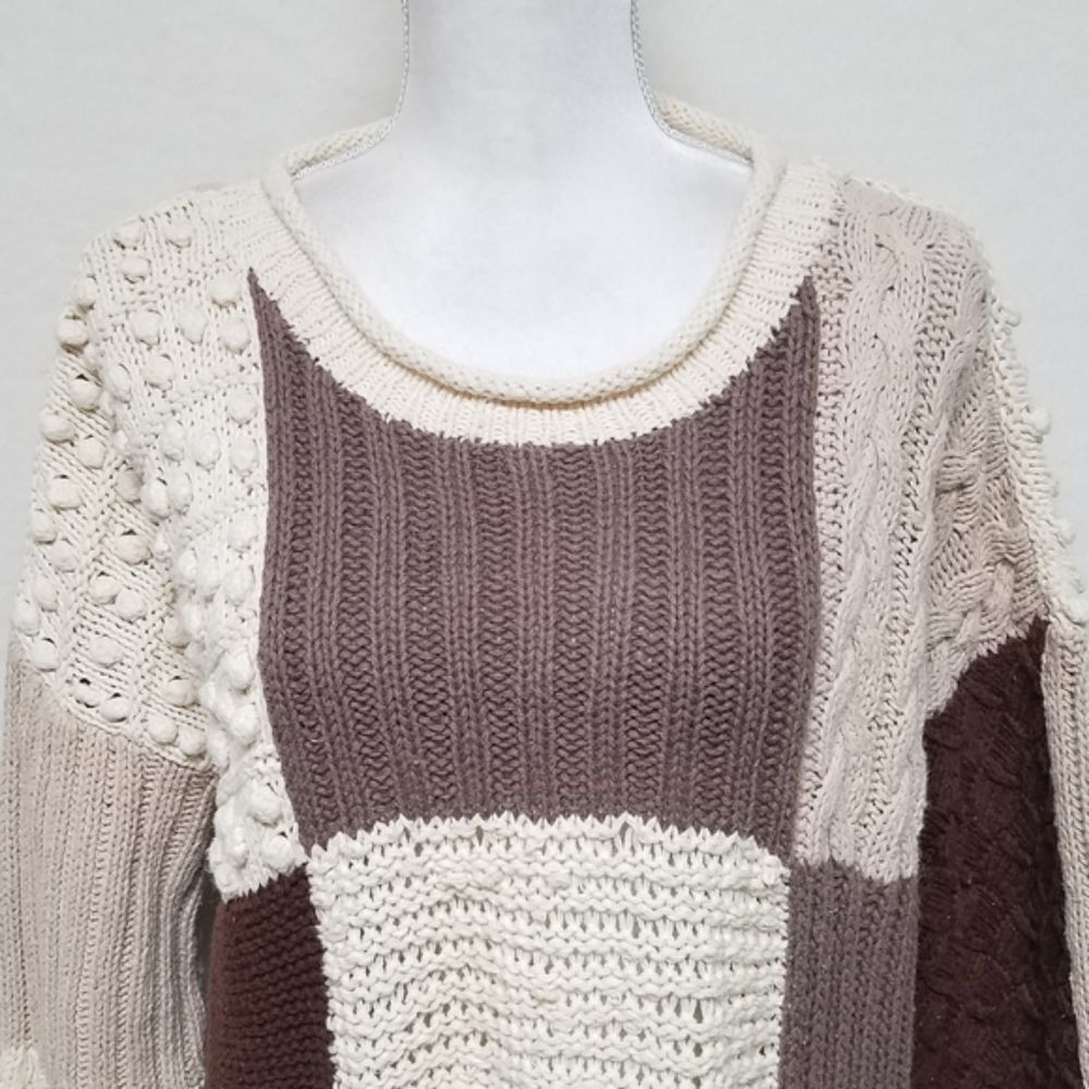 Vintage 1980s Casual Elements Patchwork Chunky Kn… - image 4